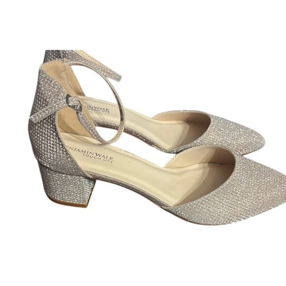 NIB Benjamin Walk Tegan Champagne Shimmer Low Block Heel Closed Toe Pumps 11 - Picture 6 of 12